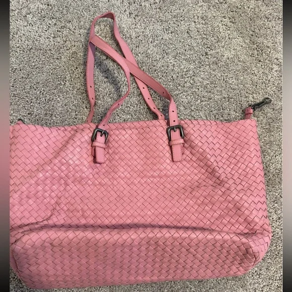Pink Woven intrecciato Tote Bag - Picture 2 of 8